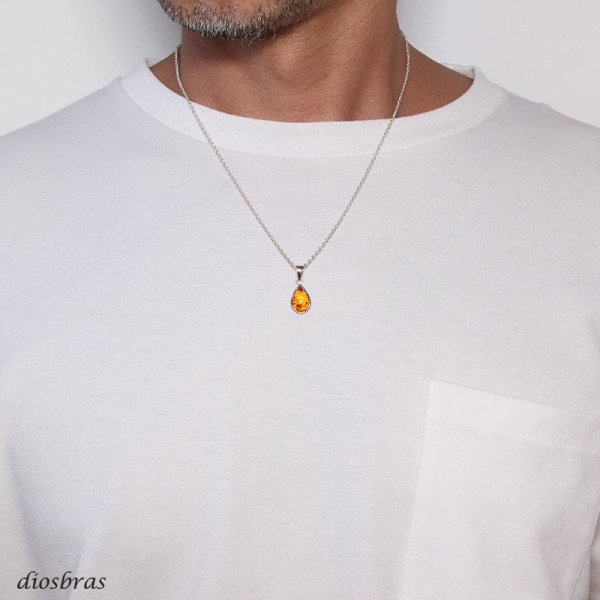 画像3: アンバー 琥珀 ペンダントしずく型 ドロップ【ペンダント トップ】存在感のある琥珀ペンダント ナバホ パワーストーン インディアンジュエリー シルバー925 ネックレス メンズ レディース (3)
