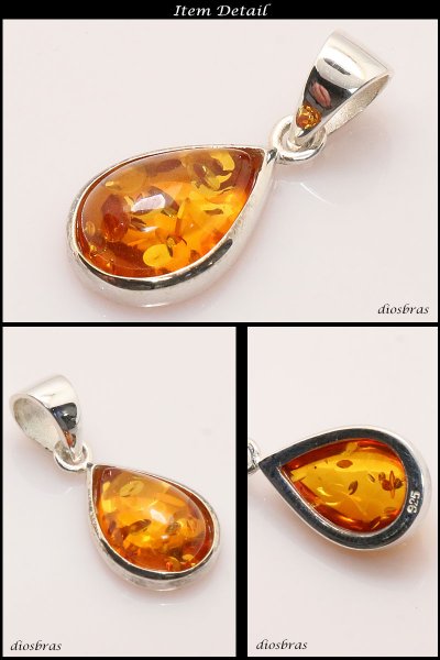 画像2: アンバー 琥珀 ペンダントしずく型 ドロップ【ペンダント トップ】存在感のある琥珀ペンダント ナバホ パワーストーン インディアンジュエリー シルバー925 ネックレス メンズ レディース (2)