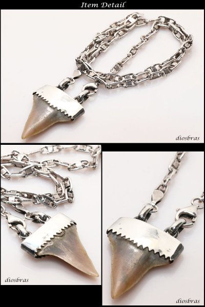 画像2: 1点物シャーク 鮫 歯 ペンダント トップ サメ ネイティブアメリカン インディアンジュエリー シルバー925  ネックレス メンズ レディース (2)