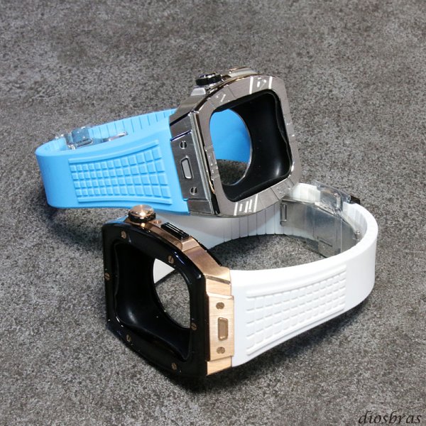 画像2: スペアバンド ラバーバンド クロコダイルバンド 予備パーツ  watch アップルウォッチ  バンド ステンレス ケース カバー 一体型 バンド ラバー 高級ベルト ケースバンド メンズ ベルト ステンレス 44mm 40mm 45mm 一体型 Series4/5/6/7/SE (2)