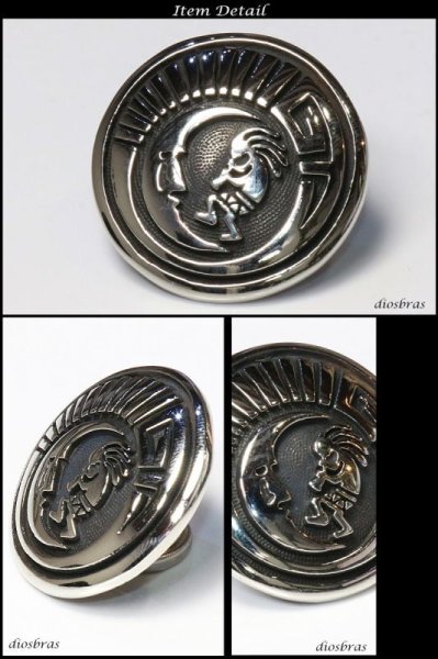 画像3: コンチョ コンチョ ネイティブ コイン ココペリ 月 ムーン ホピ サンフェイス インディアンジュエリー  アラベスク インディアン シルバープラス  L  コンチョシルバー925コンチョ ナバホ 財布 ウォレット メンズ  ネジ式  メール便送料無料 (3)