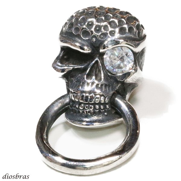 画像3: コンチョ スカル リング 骸骨 ブラック ジルコニア ドクロ コンチョ【M】亜鉛合金製 コンチョ ドロップハンドル ジョイントパーツ(ネジ式)【メール便限定送料無料!!】 (3)