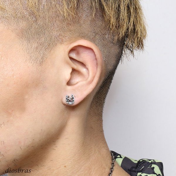 画像3: ジルコニア ピアス 馬蹄 ホースシュー  スター 星 本物シルバー925  ピアス 丸 片方 パワーストーン ピアス片耳 片方販売ピアス メンズ レディース (3)