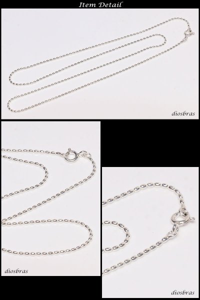 画像3: シルバー 925 変形ボールチェーン 1mm 45cm 幅1mm 俵型 ネックレス チェーン シルバー925 SILVER Necklace chain 銀 鎖 首飾り フィガロ メール便無料  ギフトOK  シルバー925チェーン シルバーネックレスチェーン (3)