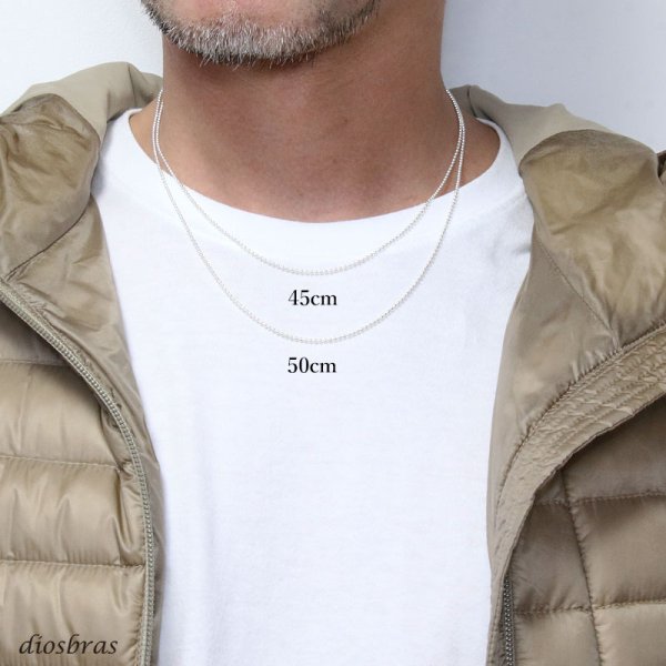 画像4: シルバー 925 ボールチェーン 1.3mm 50cm 幅1.3mm  ネックレス チェーン シルバー925 SILVER Necklace chain 銀 鎖 首飾り フィガロ メール便無料  ギフトOK  シルバー925チェーン シルバーネックレスチェーン (4)