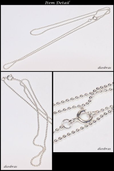 画像3: シルバー 925 ボールチェーン 1mm 45cm 幅1mm  ネックレス チェーン シルバー925 SILVER Necklace chain 銀 鎖 首飾り フィガロ メール便無料  ギフトOK  シルバー925チェーン シルバーネックレスチェーン (3)