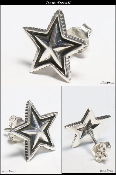 画像2: ピアス 星 ラッキー スター シルバーアクセサリー シルバーピアス 本物シルバー925  ピアス 丸 片方  ピアス片耳 片方販売ピアス メンズ レディース 小 (2)