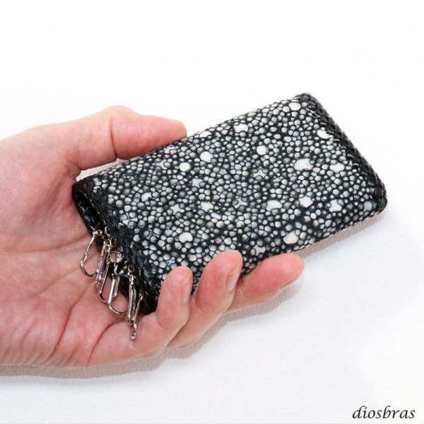 画像6: キーケース 6連 ガルーシャ スティングレイ メンズ レディース 本革 スティングレー スター エイ革 梅花皮 かいらぎ イバラエイ  スタースティングレー バイカー 牛革 ハンドメイド 三つ折り財布 財布 レザーウォレット ウォレット バイカー ハーフウォレット (6)