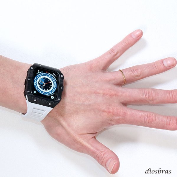 画像6: apple watch アップルウォッチ  バンド カーボンファイバー カーボン ステンレス ケース カバー 一体型 バンド ラバー 高級ベルト ケースバンド メンズ ベルト ステンレス 44mm  45mm 一体型 おしゃれ 腕時計  クロコダイル レザーストラップ  Series4/5/6/7/8/SE (6)