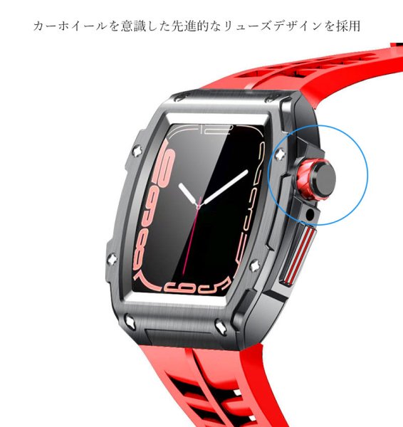 画像8: apple watch アップルウォッチ  バンド ステンレス ケース カバー 一体型 バンド ラバー 高級ベルト ケースバンド メンズ ベルト ステンレス 44mm  45mm 一体型 おしゃれ 腕時計  クロコダイル レザーストラップ  Series4/5/6/7/8/SE (8)