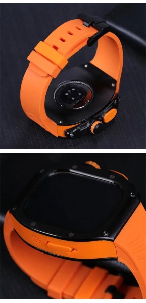 画像8: apple watch アップルウォッチ ウルトラ ULTRA 49mm  バンド ステンレス ケース　カバー 一体型 バンド ラバー 高級ベルト ケースバンド メンズ ベルト ステンレス 44mm 40mm 45mm 一体型 おしゃれ 腕時計 クロコダイル レザーストラップ  Series4/5/6/7/8/SE (8)