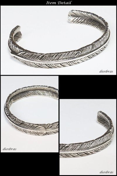 画像2: 【シルバーバングル】【シルバーアクセサリー】イーグル フェザー ホイール メンズ ブレスレット シルバー925 メンズアクセサリー プレゼントに人気 送料無料【diosbras-ディオブラス-】 (2)