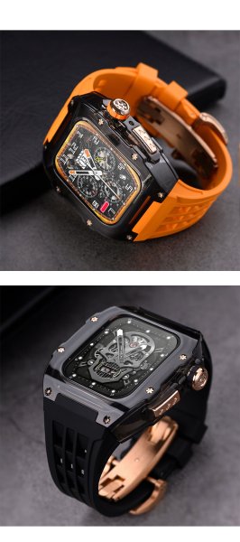 画像10: アップルウォッチ バンド クリア　透明ケース ステンレス ケース　カバー 一体型 バンド ラバー apple watch 高級ベルト ケースバンド メンズ ベルト ステンレス 44mm 45mm 49mm Ultra 一体型 おしゃれ 腕時計 レザーストラップ (10)