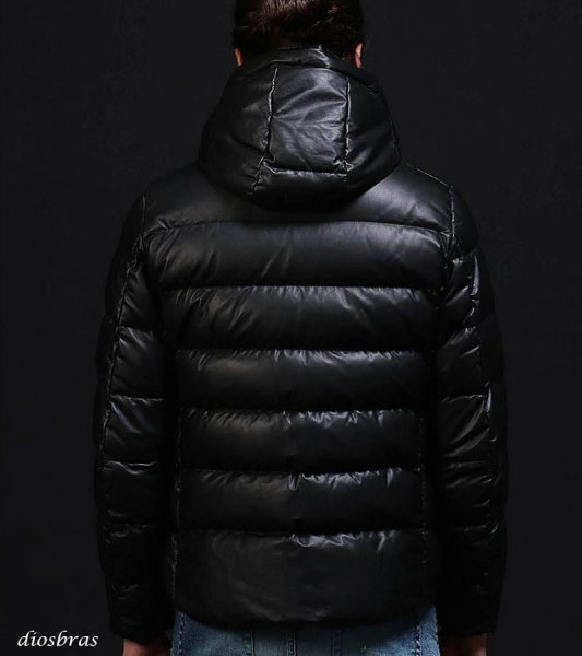 画像11: 最強   本革 羊革 羊皮 ラム シープ スキン レザー ダウン ジャケット フード フーディー フーデット ライダース バイカー メンズ レザーダウンジャケット メンズ ブラック ブラウン レザージャケット  シープ タイト  diosbras-ディオブラス (11)