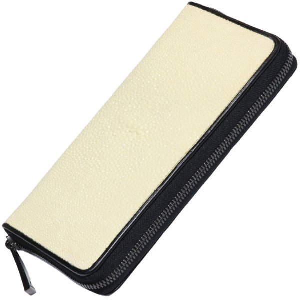 画像20: 匠プレミアムシリーズ VALENA-ヴァレナ- 財布 ラウンドファスナー メンズ レディースマルチカラーファスナー 本革 カットスティングレー エイ革  大容量 ラウンドファスナー ウォレット ガルーシャ ラウンド ジッパー ZIPPER 財布 ヌメ革 レザーウォレット ロングウォレット バイカー 長財布 牛革 紳士 婦人 バニラホワイト (20)