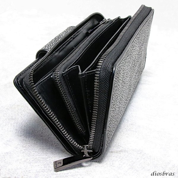 画像14: 財布 スティングレイ ガルーシャ 財布 スティングレー エイ革 ラウンドファスナー メンズ レディース 本革 エイ革 大人気 ウォレット ガルーシャ ラウンド ジッパー ＺＩＰＰＥＲ ヌメ革 レザーウォレット ロングウォレット バイカー 長財布 牛革 紳士 婦人 スター ブラック (14)