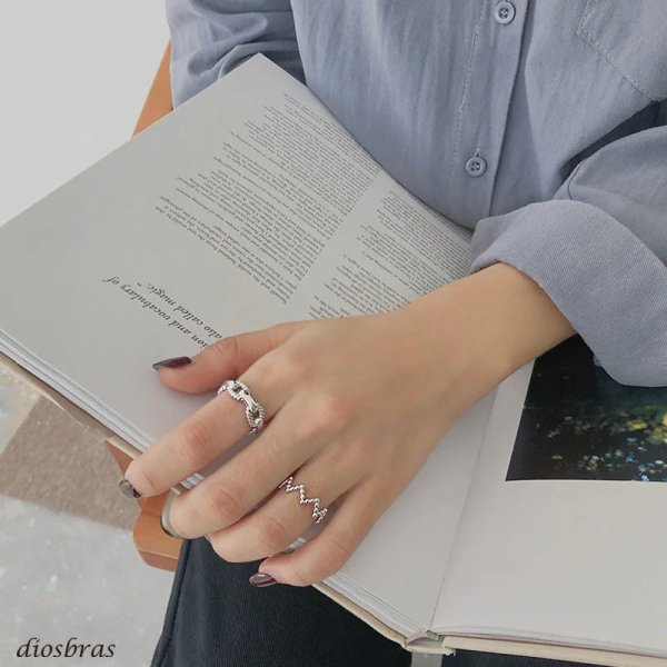 画像4: シルバーリング  リング マリーナ マリン チェーン アンカー リング ねじり ツイスト 3つ編み 4つ編み シルバーアクセサリー メンズ 指輪 シルバー925 フリーサイズ (4)