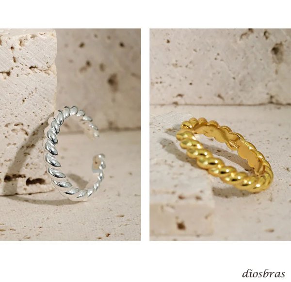 画像8: シルバーリング  リング ねじり マリーナ マリン チェーン アンカー リング ツイスト 3つ編み 4つ編み シルバーアクセサリー メンズ 指輪 シルバー925 フリーサイズ (8)