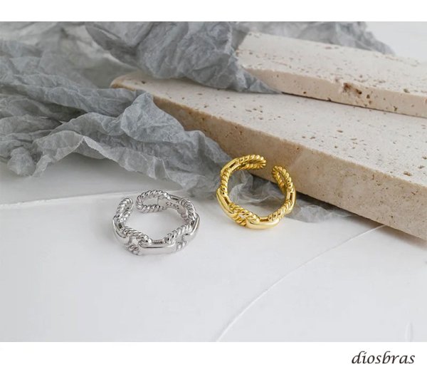 画像9: シルバーリング  リング マリーナ マリン チェーン アンカー リング ねじり ツイスト 3つ編み 4つ編み シルバーアクセサリー メンズ 指輪 シルバー925 フリーサイズ (9)