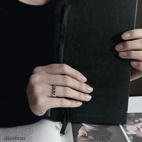 画像4: シルバーリング  リング アズキ 喜平 キヘイ 小豆 あずき チェーン アンカー リング ツイスト 3つ編み 4つ編み シルバーアクセサリー メンズ 指輪 シルバー925 フリーサイズ (4)