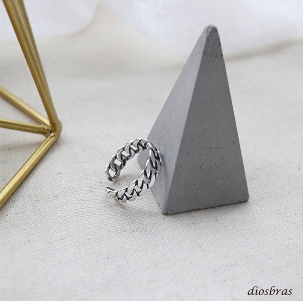 画像5: シルバーリング  リング アズキ 喜平 キヘイ 小豆 あずき チェーン アンカー リング ツイスト 3つ編み 4つ編み シルバーアクセサリー メンズ 指輪 シルバー925 フリーサイズ (5)