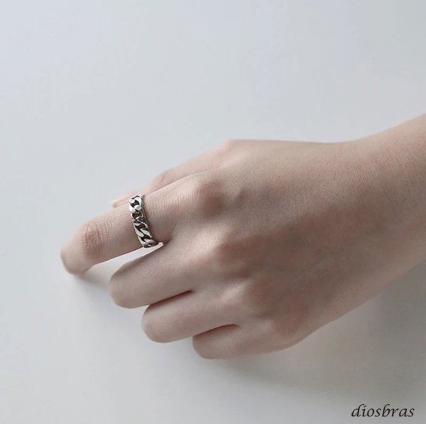 画像2: シルバーリング  リング アズキ 喜平 キヘイ 小豆 あずき チェーン アンカー リング ツイスト 3つ編み 4つ編み シルバーアクセサリー メンズ 指輪 シルバー925 フリーサイズ (2)