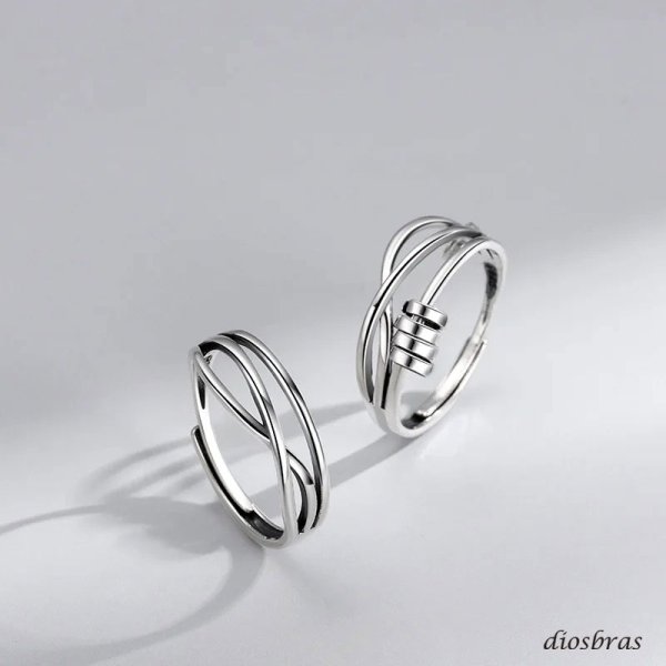 画像2: シルバーリング  リング 3連 リング 5連 ツイスト 3つ編み 4つ編み シルバーアクセサリー メンズ 指輪 シルバー925 フリーサイズ (2)