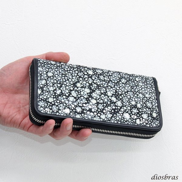 画像7: 財布 ラウンドファスナー スティングレイ メンズ レディース 本革 スティングレー スター エイ革 梅花皮 かいらぎ イバラエイ ウォレット ガルーシャ ラウンド ジッパー スタースティングレー レザーウォレット ロングウォレット バイカー 長財布 牛革 ハンドメイド (7)