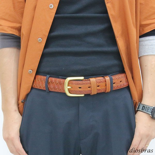 画像9: レザー ベルト 編み込み メッシュ メンズ 本革 ビジネス ロング 本革ベルト 黒 茶 メンズベルト 男性用 カジュアル おしゃれ シンプル 革ベルト メンズベルト 父の日 紳士用 ビジネス  ヴィンテージ キャメル ブラウン ブラック プルアップレザー イタリア 38mm 4.6mm厚 (9)