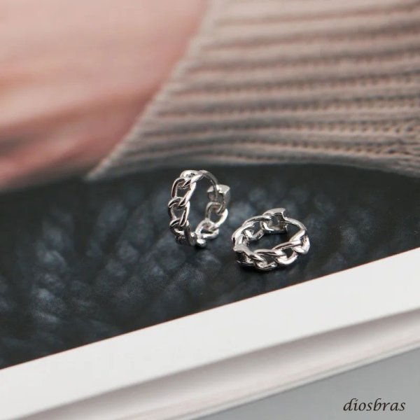 画像7: 片耳用 喜平 あずき 小豆 チェーン ピアス フープピアス リングピアス チェーン ピアス ユニセックスピアス  リングタイプ ピアス 単品売り 片方売り シルバー925ピアス メンズ レディース (7)