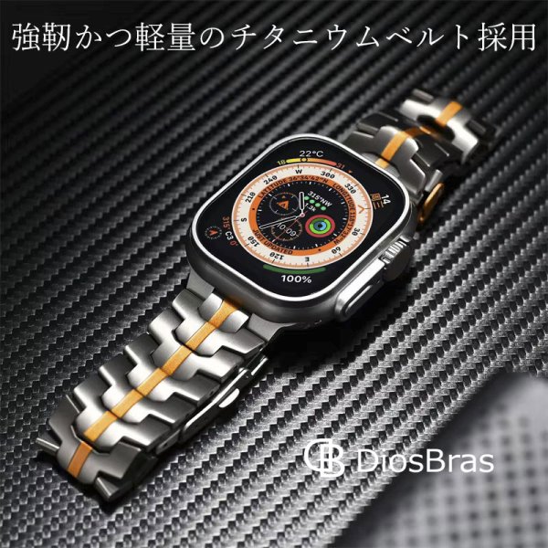 画像5: アップルウォッチ チタニウム バンド  ベルト apple watch 49mm 44mm/45mm/46mm/42mm ULTRA ウルトラ バンド ベルト バンド 高級  RUBBER おしゃれ バタフライバックル プッシュ式バックル ブラック／チタニウム メンズ  スポーツ   6 /7/8/9/10/ULTRA/SE (5)