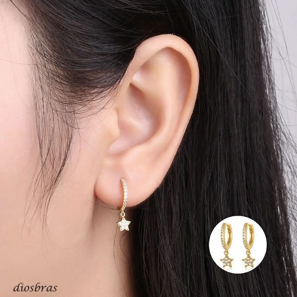 画像3: ピアス フープ 星 スター チェーン ジルコニア ピアス 揺れる ドロップピアス  シルバー925  ピアス  片方 ピアス両耳 両耳販売 ピアス メンズ レディース (3)