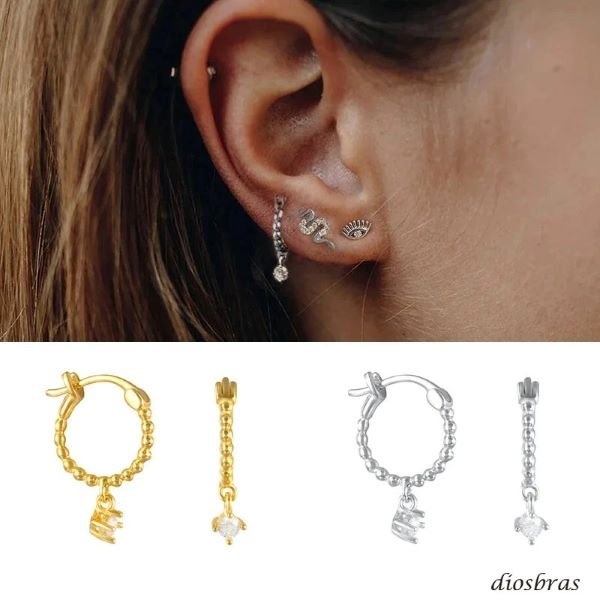 画像4: ピアス フープ チェーン ジルコニア ピアス 揺れる ドロップピアス シルバー925  ピアス  片方 ピアス片耳 片耳販売 ピアス メンズ レディース (4)