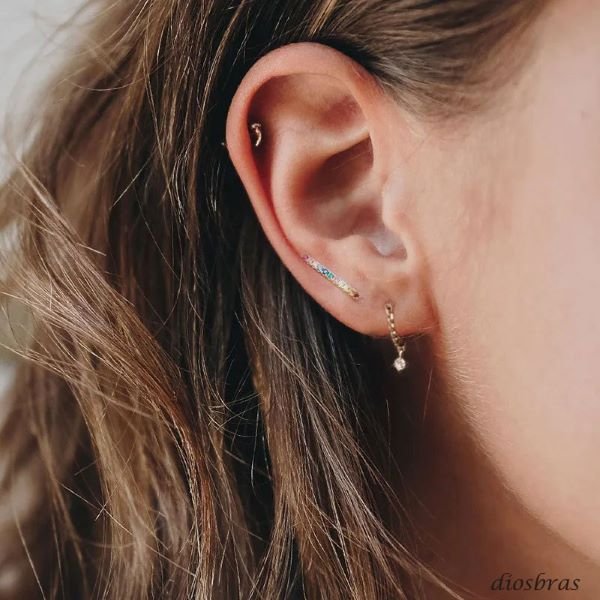 画像2: ピアス フープ チェーン ジルコニア ピアス 揺れる ドロップピアス シルバー925  ピアス  片方 ピアス片耳 片耳販売 ピアス メンズ レディース (2)