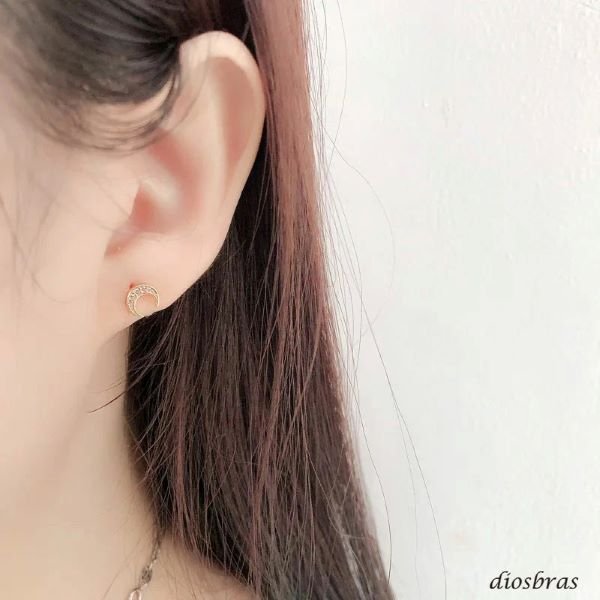 画像3: ピアス フープ 月 ムーン  星 スター チェーン ジルコニア ピアス 揺れる ワンポイントピアス シルバー925  ピアス  片方 ピアス片耳 単品販売 ピアス メンズ レディース (3)