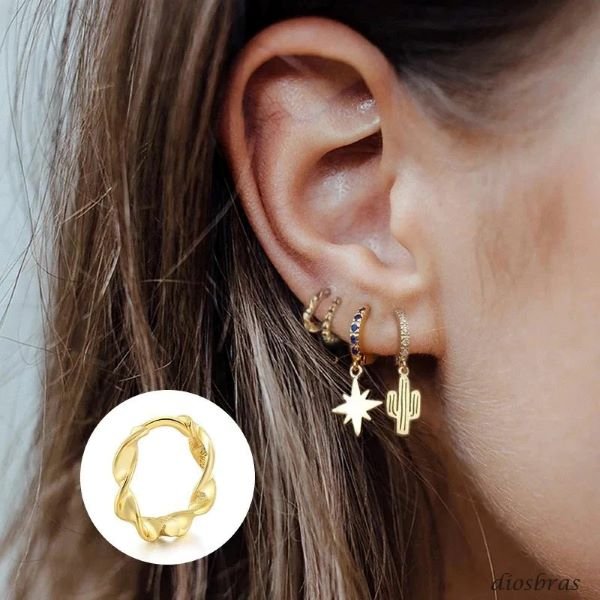 画像2: 片耳用 フープピアス ねじり ツイスト リング ロープ  シルバー925 ピアス メンズ レディース ピアス イヤリング アクセサリー フープ 本物シルバー925 片方ピアス メンズ レディース 12mm (2)