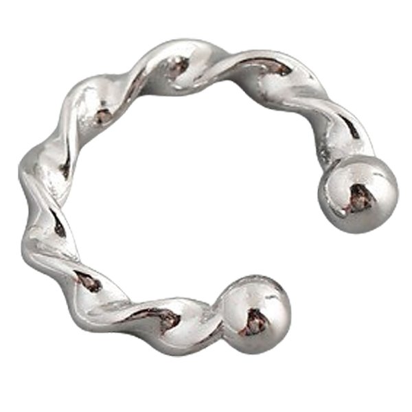 画像9: イヤーカフ シルバー 925  フープ リング バーベル ロープ ねじり ツイスト ノンホールピアス 丸玉 ゴールド シルバー 片耳  金属アレルギー対応 刻印 片耳 片方販売ピアス メンズ レディース (9)