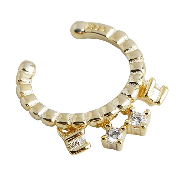 画像8: イヤーカフ シルバー 925 フープ リング  小豆 アズキ あずき チェーン マリーナ ドロップ チェーン ジルコニア ノンホール ミニマム ミニマリスト ゴールド シルバー 片耳 金属アレルギー対応 刻印 片耳 片方販売ピアス メンズ レディース (8)