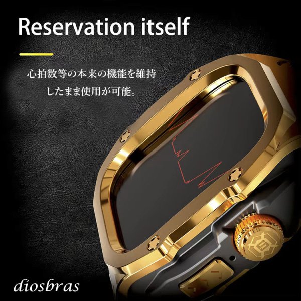 画像4: apple watch アップルウォッチ ウルトラ ULTRA 49mm  バンド ステンレス ケース カバー 一体型 バンド ラバー 高級ベルト ケースバンド メンズ ベルト ステンレス 44mm 40mm 45mm 一体型 おしゃれ 腕時計 クロコダイル レザーストラップ  Series4/5/6/7/8/SE (4)