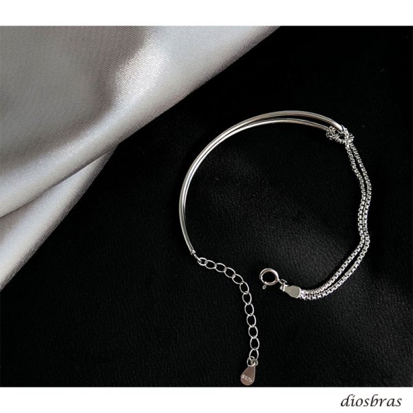 画像9: チェーン ブレスレット レディース  シルバー925 アンカー マリン シルバーバングル  チェーン プレーン ブレスレット ハンドメイド プレート ボールチェーン (9)