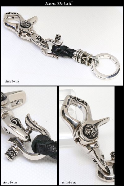 画像2: キーフック　カラビナ キーリング キーホルダー キーフック　キーチェーン シャックル シルバー９２５　silver 925　釣り針フック ウォレット　財布　バイカー　ライダース　ウォレットチェーン アトラス　ローマ数字 【diosbras-ディオブラス-】 (2)