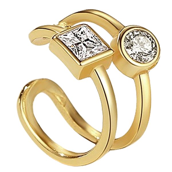 画像6: イヤーカフ シルバー925 2連 フープ リング ジルコニア CZ ノンホール ミニマム ミニマリスト ゴールド シルバー 金属アレルギー対応 刻印 片耳 片方販売ピアス メンズ レディース (6)