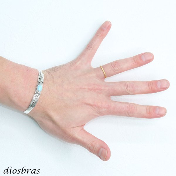 画像3: シルバー バングル ラリマー ドミニカ共和国産 フェザー シルバー925 ブレスレット ネイティブ ゴシック インディアン 羽根 シルバーアクセサリー シルバーバングル (3)