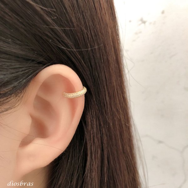 画像5: イヤーカフ シルバー925 フープ リング ジルコニア CZ ノンホール ミニマム ミニマリスト ゴールド シルバー 金属アレルギー対応 刻印 片耳 片方販売ピアス メンズ レディース (5)