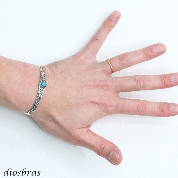 画像3: シルバー バングル ターコイズ アラベスク シルバー925 バングル ブレスレット シルバーアクセサリー ネイティブ ゴシック インディアン オニキス シルバー ブレスレット唐草 メンズ シルバーバングル (3)