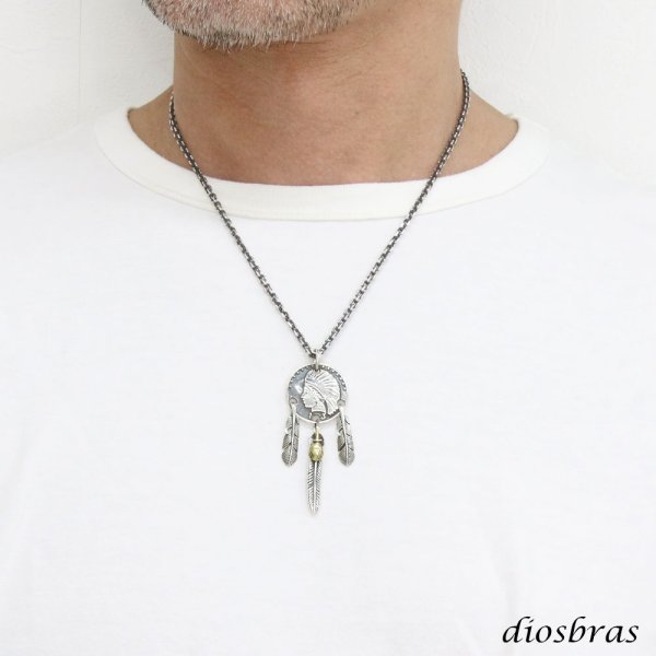 画像3: シルバー925 フェザー トップ コイン 3連 フェザーネックレス ハンドメイドネックレス インディアンフェイス インディアンジュエリー ネイティブ シルバー925ペンダント イーグル  パーツ ネックレス メンズ レディース 深堀り仕上げ (3)