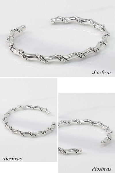 画像2: シルバーバングル ハンドメイド ロープ　縄 チェーン デザイン ねじり 羽根 フェザー シルバーアクセサリー バリチェーン メンズ ブレスレット シルバー925 メンズアクセサリー ネイティブアメリカン 人気 ブレード (2)