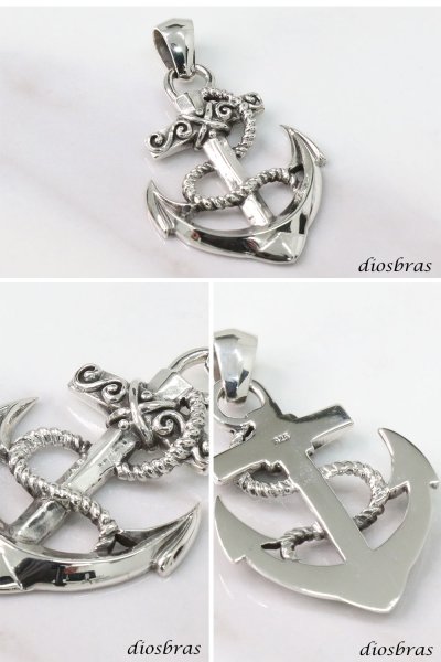 画像2: アンカー ペンダント トップ ロープ ゴールド ゴシック シルバー925ペンダント シルバー 925 ネックレス  メンズ レディース  (2)