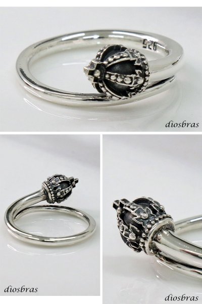 画像2: シルバーリング 王冠 クロス フリーサイズ 十字架 リング シルバーアクセサリー クラウン メンズ 指輪 シルバー925 メンズアクセサリー 大きいサイズ フリーサイズ (2)