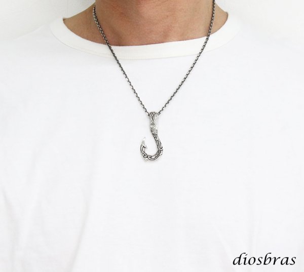 画像3: 釣り針 ペンダントド ロープ 縄 アラベスク ペンダント トップ アラベスク  フック 釣り針 ペンダント クラウン 王冠 パワーストーン インディアンジュエリー鷹 イーグル羽根 シルバー925 フェザーネックレス ネックレス メンズ レディース 送料無料 (3)